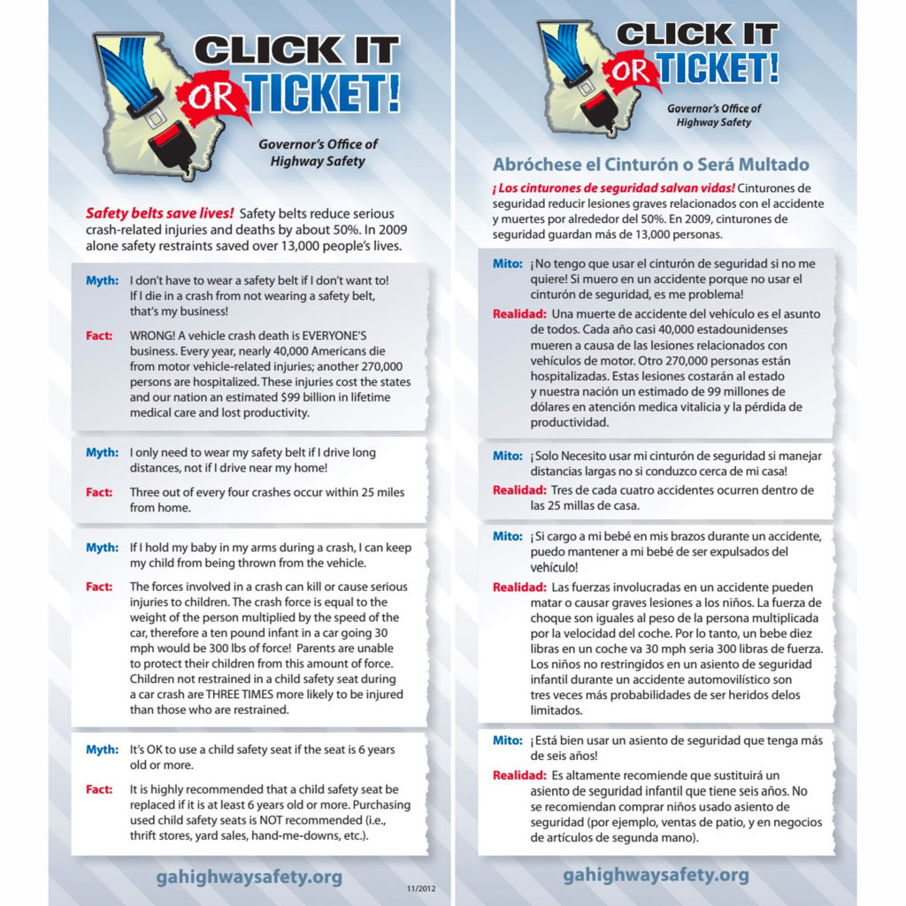 Click It or Ticket Fact Card Home Governor's Office of